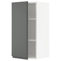METOD Wall cabinet with shelves, white/Voxtorp dark grey, 40x80 cm