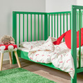 LÖVSÅNGARE Duvet cover 1 pillowcase for cot, candy cane pattern, 110x125/35x55 cm