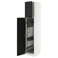 METOD High cabinet with cleaning interior, white/Lerhyttan black stained, 40x60x200 cm