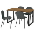 SKÅLSTA Table and 4 chairs, walnut effect U-shaped black-grey/Knäbäck dark grey tubular metal/black-grey, 140x80 cm