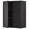 METOD Wall cabinet with shelves/2 doors, black/Lerhyttan black stained, 80x100 cm