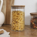 Glass Storage Jar, fluted, acacia lid