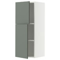 METOD Wall cabinet with shelves/2 doors, white/Nickebo matt grey-green, 40x100 cm