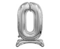 Foil Balloon Number 0 Standing, silver, 74cm