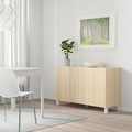 BESTÅ Storage combination with doors, white stained oak effect/Lappviken/Pink Stubbarp, 120x40x74cm