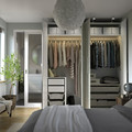 PAX / LINNABERG/ÅHEIM Wardrobe combination, white patterned/mirror glass, 200x66x236 cm
