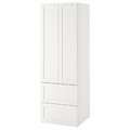 SMÅSTAD / PLATSA Wardrobe, white with frame/with 2 drawers, 60x57x181 cm