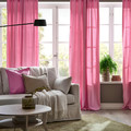 GINSTMOTT Curtains, 1 pair, pink/with heading tape, 145x300 cm