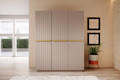 Wardrobe with Drawer Unit Nicole 150 cm, antique pink, gold handles