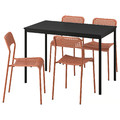 SANDSBERG Table and 4 chairs, black black/red-brown, 110x67 cm