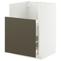 METOD / MAXIMERA Base cab f TALLSJÖN sink, white/Havstorp brown-beige, 60x60 cm