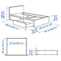 MALM Bed frame, high, w 2 storage boxes, white, Leirsund, 90x200 cm