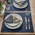 NISSÖGA Place mat, white/dark blue, 45x35 cm