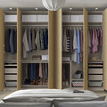 PAX / STORKLINTA Wardrobe combination, grey-beige/oak effect, 300x60x236 cm