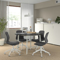 MITTZON Conference table, round black stained ash veneer/white, 120x75 cm