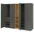 PAX / FORSAND Wardrobe combination, dark grey dark grey/oak effect, 235x60x201 cm
