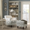 ROCKSJÖN Armchair with footstool, Klovsta grey/white