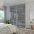 BJÖRNÖYA 4 panels for sliding door frame, grey tinted effect, 100x236 cm