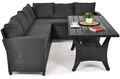 Garden Corner Sofa Set with Table, black