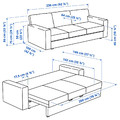 BÅRSLÖV 3-seat sofa-bed, Tibbleby light grey-turquoise