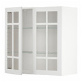 METOD Wall cabinet w shelves/2 glass drs, white/Stensund white, 80x80 cm