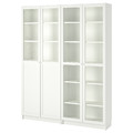 BILLY / OXBERG Bookcase with panel/glass doors, white, glass, 160x30x202 cm