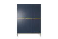 Wardrobe Nicole 150 cm, dark blue, gold handles and legs