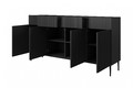 Cabinet with 4 Doors & 4 Drawers Nicole 200cm, matt black, black legs