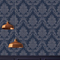 GoodHome Vinyl Wallpaper on Fleece Ornata, blue