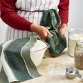 SANDVIVA Tea towel, green/white, 45x60 cm, 2 pack
