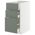 METOD / MAXIMERA Base cabinet with 3 drawers, white/Nickebo matt grey-green, 40x60 cm