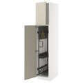 METOD High cabinet with cleaning interior, white/Havstorp beige, 40x60x200 cm