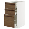 METOD / MAXIMERA Base cabinet with 3 drawers, white/Stensta dark brown ash veneer, 40x60 cm