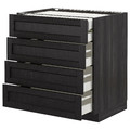 METOD/MAXIMERA Base cb 4 frnts/2 low/3 md drwrs, black/Lerhyttan black stained, 80x61.9x88 cm