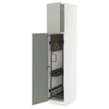 METOD High cabinet with cleaning interior, white/Havstorp light grey, 40x60x200 cm
