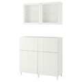 BESTÅ Storage combination w doors/drawers, white/Sutterviken/Kabbarp white clear glass, 120x42x213 cm