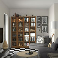 BILLY / OXBERG Bookcase comb w glass doors, brown walnut effect, 160x202 cm