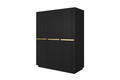 Wardrobe with Drawer Unit Nicole 150 cm, matt black, gold handles