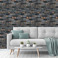 GoodHome Vinyl Wallpaper on Fleece Elba, ocher, dark blue