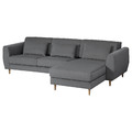 SLATORP 3-seat sofa with chaise longue, Hakebo dark grey
