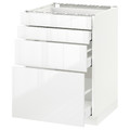 METOD/MAXIMERA Base cab 4 frnts/4 drawers, white, Ringhult high-gloss white, 60x60 cm