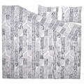 BERGKORSÖRT Duvet cover and 2 pillowcases, white/grey, 200x200/50x60 cm