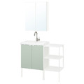 ENHET / TVÄLLEN Bathroom furniture, set of 14, white/pale grey-green Glypen tap, 102x43x87 cm