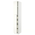 METOD / MAXIMERA Hi cab w 2 doors/4 drawers, white/Vallstena white, 40x60x240 cm