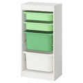TROFAST Storage combination with boxes, white light green/bright green white, 46x30x94 cm