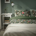 NÄSSELKLOCKA Duvet cover and 2 pillowcases, dark grey-green/multicolour, 200x200/50x60 cm