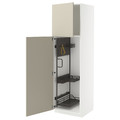 METOD High cabinet with cleaning interior, white/Havstorp beige, 60x60x200 cm
