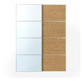 AULI / MEHAMN Pair of sliding doors, aluminium mirror glass/double sided oak effect, 150x201 cm