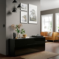 BESTÅ Storage combination with drawers, black-brown/Selsviken high-gloss/black, 180x42x65 cm