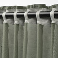 STENFRÖ Sheer curtains, 1 pair, green/with heading tape, 145x300 cm